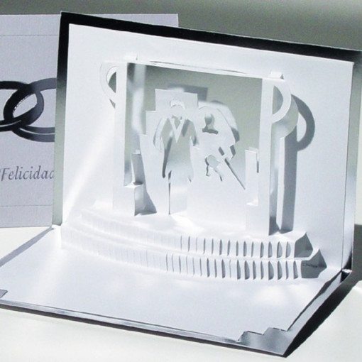 Felicitare 3D stil Origami-Nunta de argint