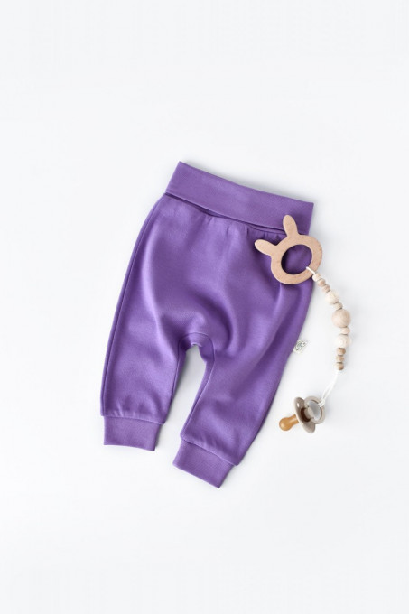 Pantaloni Bebe Unisex din bumbac organic Mov BabyCosy (Marime: 6-9 luni)