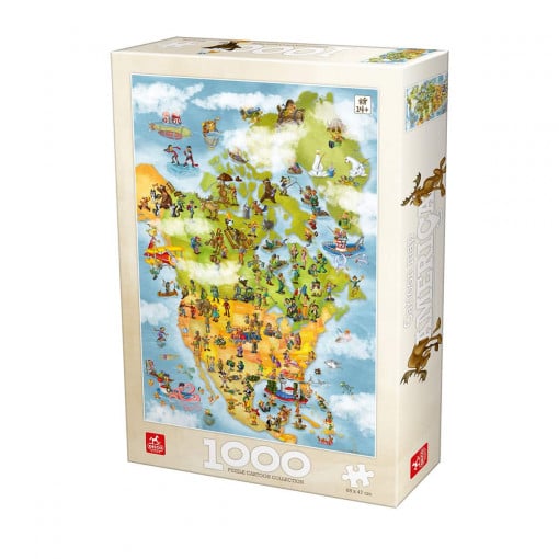 Puzzle America de Nord - Puzzle adulți 1000 piese - Cartoon Map