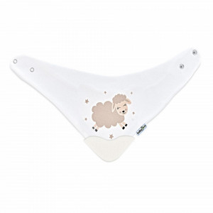 Baveta triunghi cu accesoriu dentitie BabyJem Cowboy Bib (Culoare: Ecru)