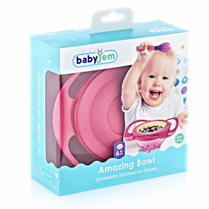 Bol multifunctional cu capac si rotire 360 grade BabyJem Amazing Bowl (Culoare: Roz)