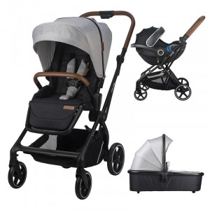 Carucior modular 2in1 Coccolle Saliara Greystone+Cos auto 0-13 kg gb Idan Satin Black