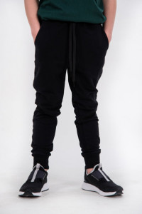 Jogger bumbac Brumy B041 french terry negru , 128 cm , 8 ani - Img 1