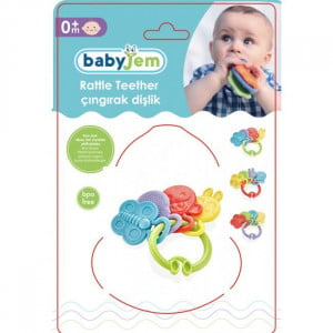 Jucarie dentitie Rattle Teether BabyJem (Culoare: Rosu)