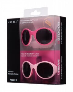 Ochelari de soare pentru copii MOKKI Click & Change, protectie UV, roz, 0-2 ani, set 2 perechi