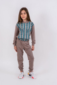 Pantaloni trening bumbac Brumy U035 cappuccino, 128 cm , 8 ani - Img 1