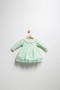 Rochita eleganta pentru fetite Elbise, Tongs baby, cu tulle si volane (Culoare: Bej, Marime: 6-9 luni)