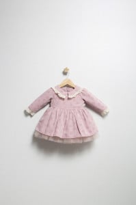 Rochita eleganta pentru fetite Elbise, Tongs baby, cu tulle si volane (Culoare: Bej, Marime: 9-12 luni)