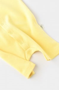 Salopeta fara maneci si pantaloni scurti - 100% bumbac organic - Galben, BabyCosy (Marime: 3-6 Luni)