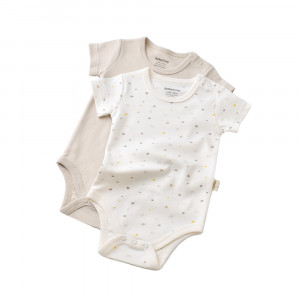 Set 2 body-uri bebe unisex -100% bumbac organic - Ecru cu buline, BabyCosy (Marime: 9-12 luni)