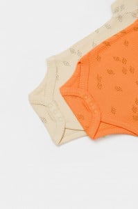 Set 2 body-uri Printed, BabyCosy, 50% modal+50% bumbac, Stone/Apricot (Marime: 3-6 Luni)