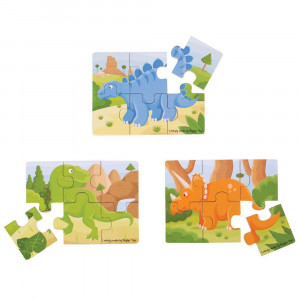 Set 3 puzzle din lemn - Dinozauri - Img 3