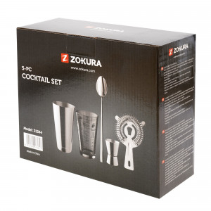 Set cocktail shaker 5 piese, inox - Zokura - Img 3