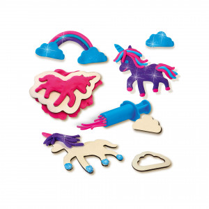 Set creativ copii cu unicorni din lemn si plastilina cu sclipici - Img 3