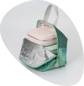 Set geanta termoizolanta Mealtote cu cutie Grow bento, Miniware Ready Go! Bento, 4 piese, Prickly Pear