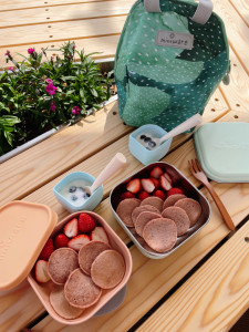 Set geanta termoizolanta Mealtote cu cutie Grow bento, Miniware Ready Go! Bento, 4 piese, Prickly Pear