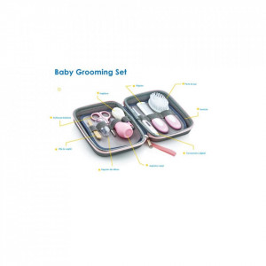 Set ingrijire unghii bebelusi cu 9 piese BabyJem Grooming Set (Culoare: Roz)