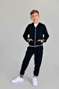 Trening bumbac gros sport Brumy-Kids U093 negru, 128 cm, 8 ani - Img 2