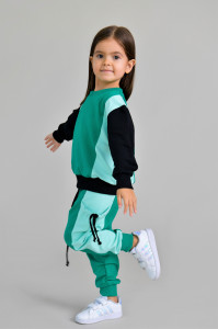 Trening color block Brumy-Kids F087 verde, 104 cm, 4 ani - Img 2