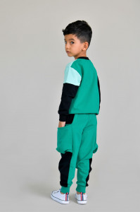 Trening color block Brumy-Kids F088 verde, 92 cm , 2 ani - Img 2