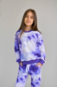 Trening tie dye pentru fete, U086 mov, 128 cm, 8 ani - Img 4