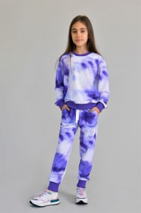 Trening tie dye pentru fete, U086 mov, 146 cm, 11 ani - Img 1