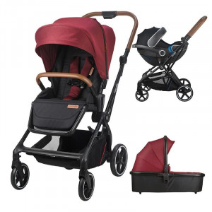 Carucior modular 2in1 Coccolle Saliara Cabernet+Cos auto 0-13 kg gb Idan Silver Fox Grey