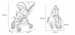 Carucior sport pliabil Skiddou Mell Normandic dream, ultracompact pentru calatorii, Gri deschis