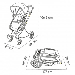 Carucior transformabil 2 in 1 Skiddou Nasjo Onyx, Negru