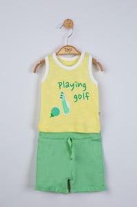 Compleu 2 piese Playing golf pentru baietei, Tongs baby (Culoare: Galben, Marime: 18-24 Luni)