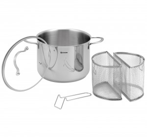 Oala pentru paste, cu 2 cosuri, inox, 22cm/6L - Zokura - Img 1