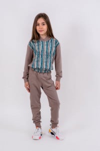 Pantaloni trening bumbac Brumy U035 cappuccino, 122 cm , 7 ani - Img 1