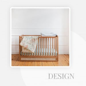 Patut cu sertar independent din lemn pentru bebe, inaltime saltea reglabila, Boho vintage 120 60 cm