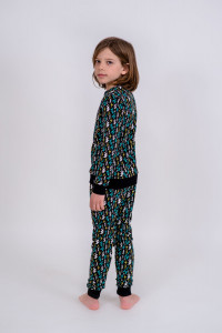 Pijama baieti Brumy-Kids B017, negru imprimat, 128 cm, 8 ani - Img 2