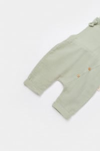 Salopeta de vara cu pantaloni lungi din muselina, BabyCosy, 100% bumbac organic, verde (Marime: 3-6 Luni)