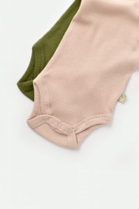 Set 2 body-uri bebe unisex din bumbac organic si modal - Verde/Blush, BabyCosy (Marime: 12-18 Luni)