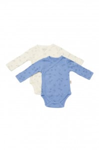 Set 2 body-uri petrecute Printed, BabyCosy, 50% modal+50% bumbac, Ecru/Lavanda (Marime: 3-6 Luni)