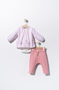 Set bluzita de vara cu pantalonasi pentru bebelusi Cats, Tongs baby (Culoare: Albastru, Marime: 9-12 luni)