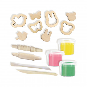 Set creativ - Plastilina eco cu unelte de lemn - Img 2