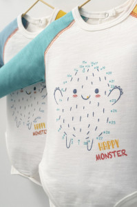 Set cu pantalonasi si body cu maneca lunga pentru bebelusi Monster, Tongs baby (Marime: 18-24 Luni, Culoare: Bleumarin)