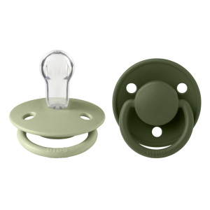 BIBS - Set 2 suzete De Lux Silicon, tetina rotunda, marime universala-Sage/Hunter Green - Img 1