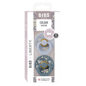 BIBS x LIBERTY - Set 2 suzete Colour Capel Latex, tetina rotunda, 0 luni+-Dusty Blue/Petrol - Img 3