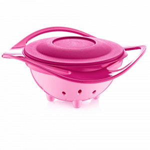 Bol multifunctional cu capac si rotire 360 grade BabyJem Amazing Bowl (Culoare: Roz)