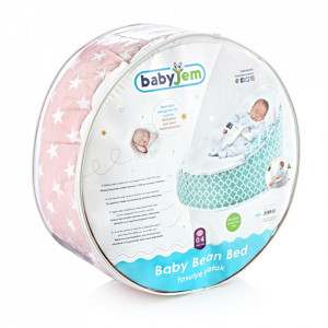 Fotoliu pentru bebelusi cu ham de siguranta BabyJem Baby Bean Bed (Culoare: Alb)