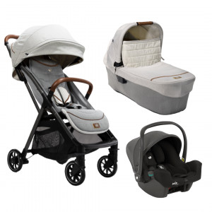 Joie - Carucior pentru copii ultracompact 3 in 1 Parcel Oyster / i-Snug Shale ( Carucior Parcel Oyster + Landou Ramble XL Oyster + Scoica auto i-Snug cu tetiera reglabila, nastere - 75 cm, Shale) - Img 1