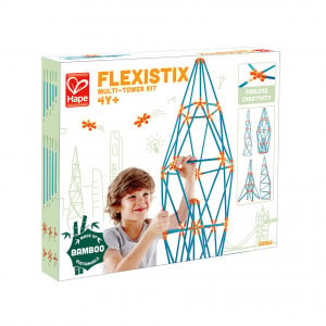 Jucarie din bambus Flexistix - Kit cu mai multe turnuri (132 piese) - Img 3