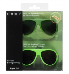 Ochelari de soare pentru copii MOKKI Click & Change, protectie UV, verde, 2-5 ani, set 2 perechi