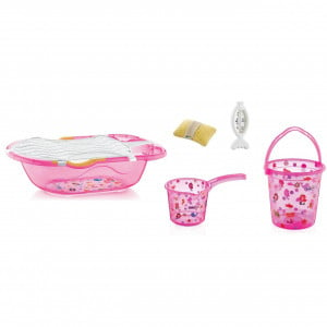 Set cadita de baie cu 6 piese BabyJem (Culoare: Roz)