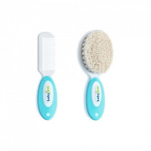 Set pieptan si perie din peri naturali BabyJem (Culoare: Gri)