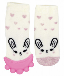 Sosete cu accesoriu dentitie BabyJem Teether Socks (Culoare: Roz)